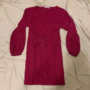 R Vivimos Red Long Sleeve Dress with Tie Front